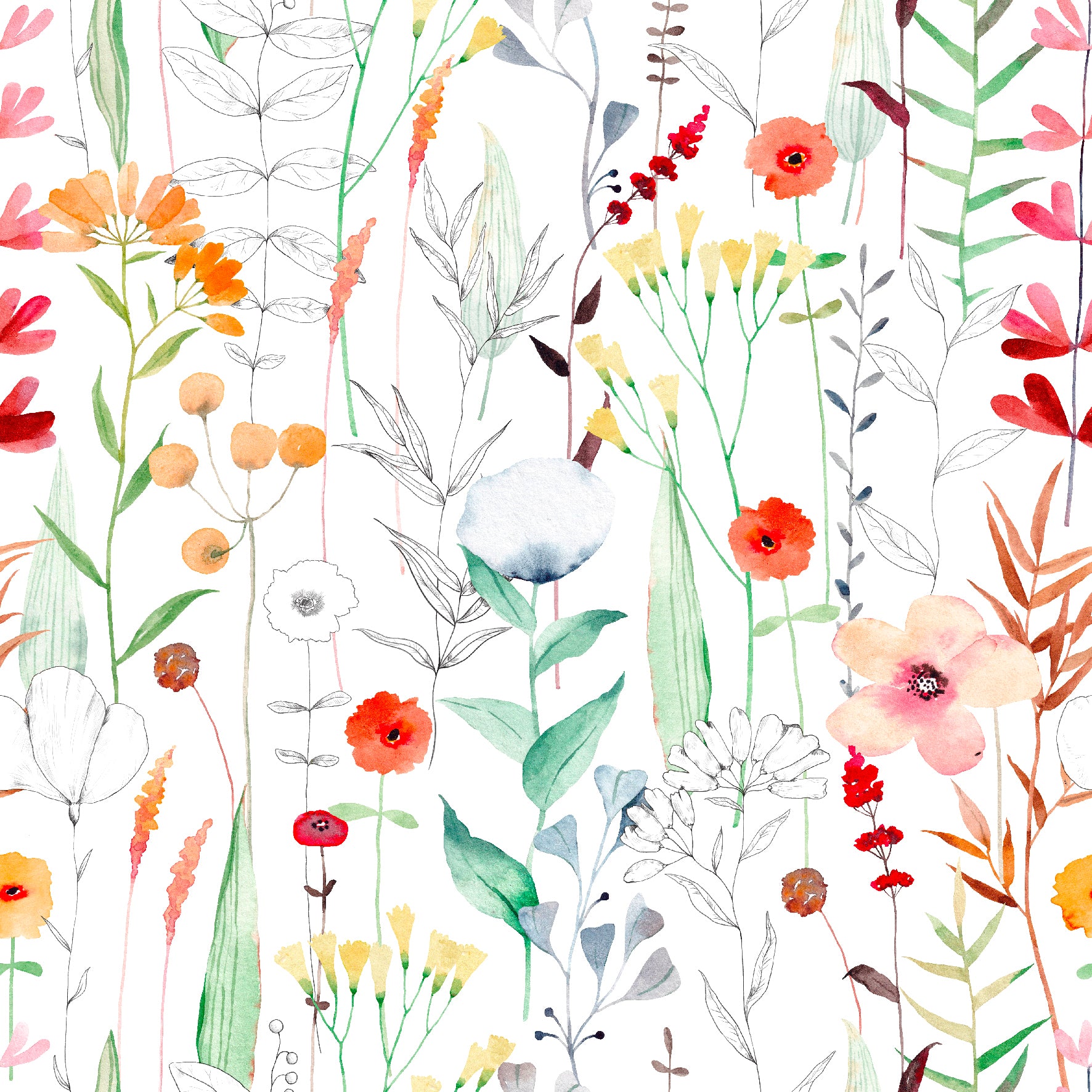 Tischdeckenstoff - Wilde Blumen * Ab 50 cm - 0
