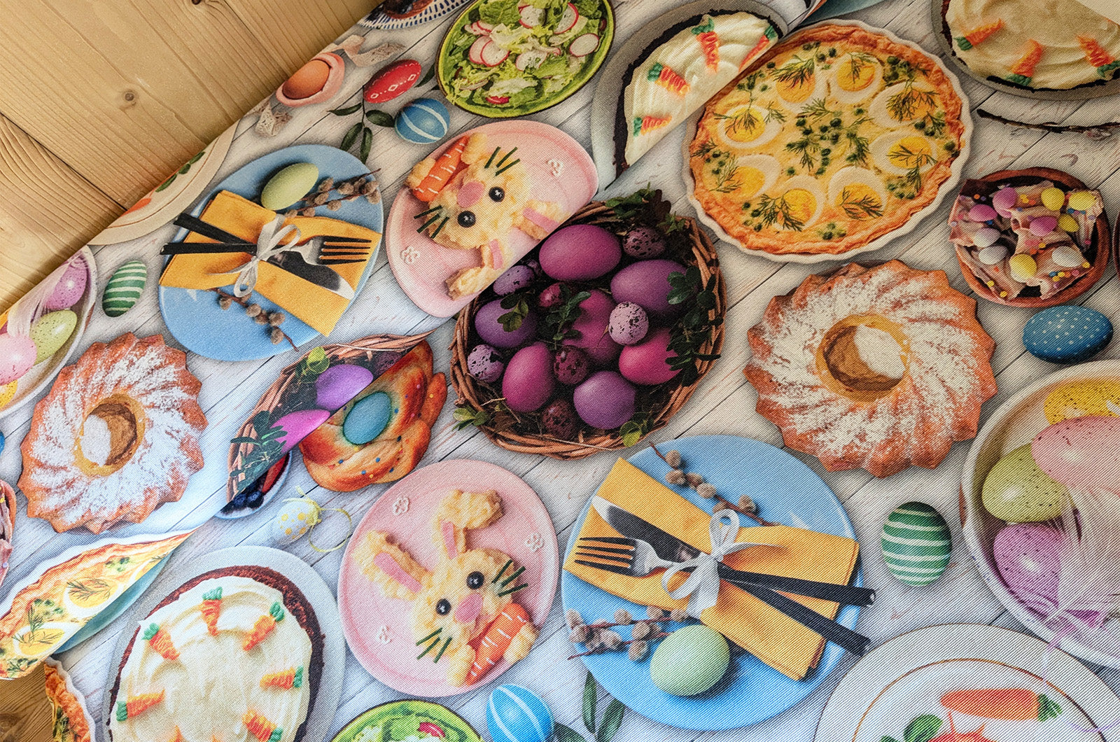 Dekostoff Ostertisch Meterware Taschenstoff bedruckt Ostern *Ab