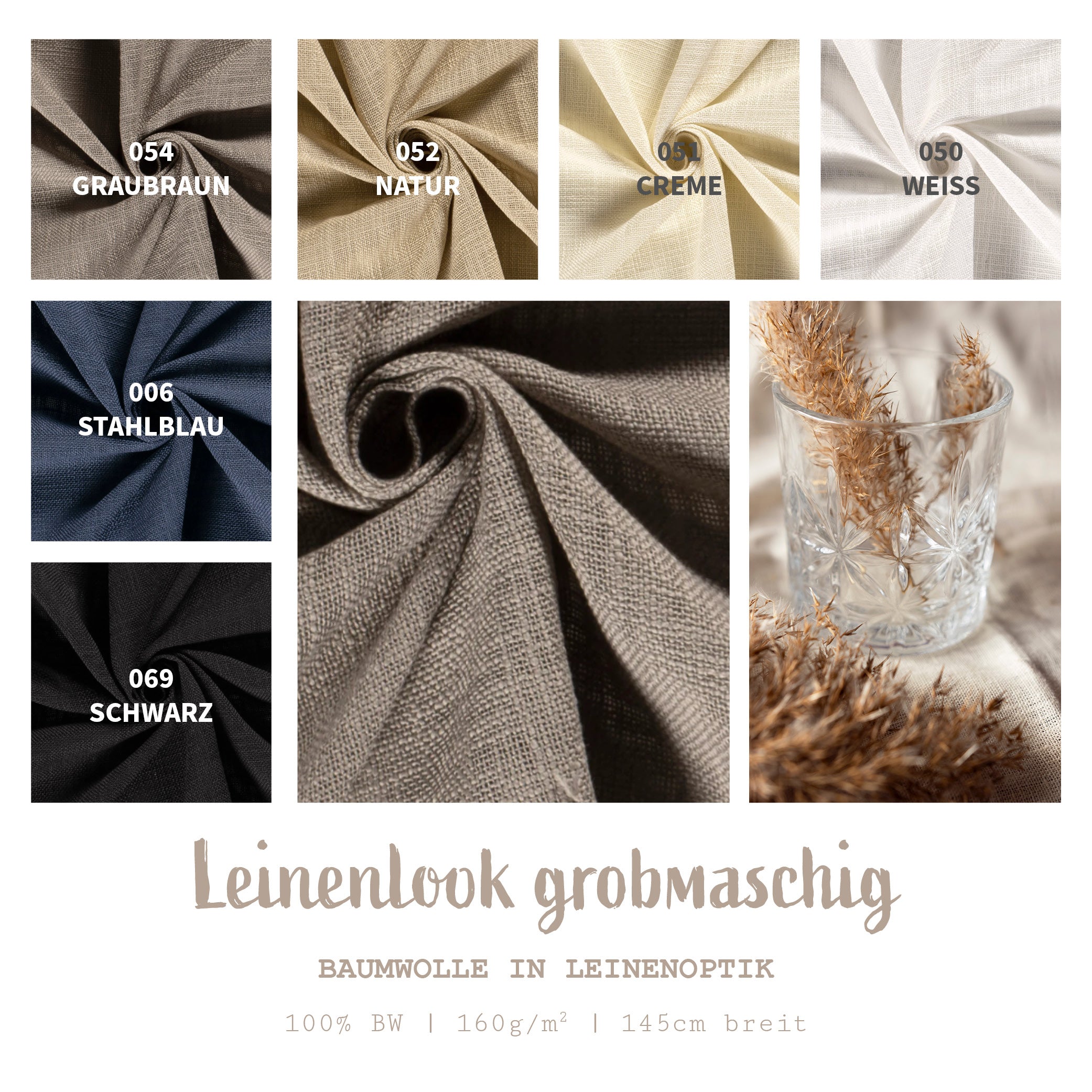 Baumwolle Leinenlook grob * Ab 50 cm