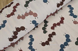 French-Terry Krepp creme Raupen *Ab 50cm