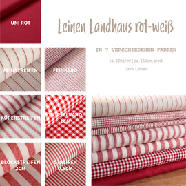 Linen red/white * From 50 cm