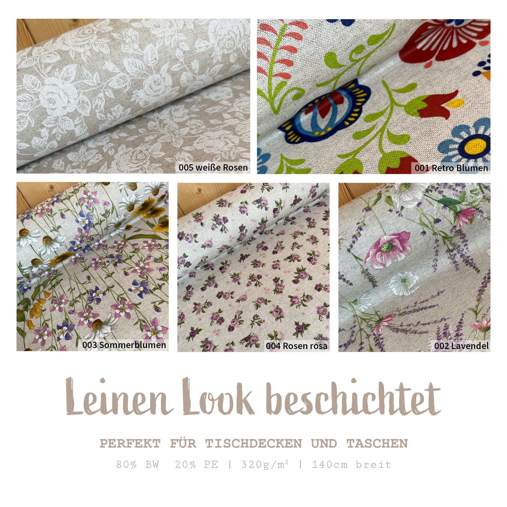 Tischdeckenstoff Meterware wasserabweisend - teflonbeschichtet