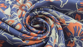Viskose bedruckt Blumen blau *Ab 50 cm - 0
