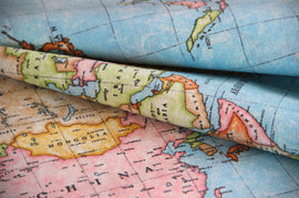 Decorative fabric world map * From 50 cm - 0