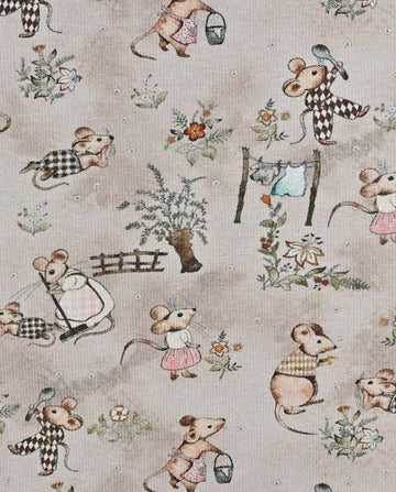 Alpensweat Digitaldruck Mäuse beige *Ab 50cm - 0