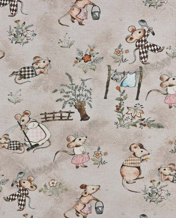 Alpensweat Digitaldruck Mäuse beige *Ab 50cm