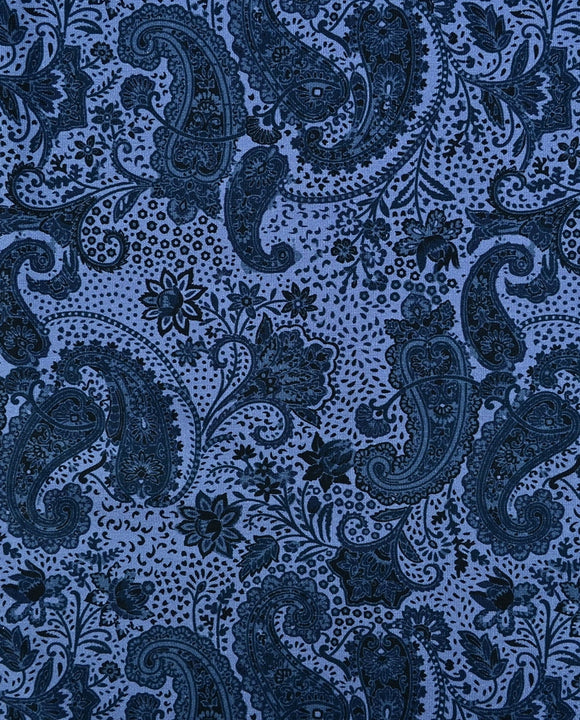 Baumwolljersey Paisley dunkelblau *Ab 50cm