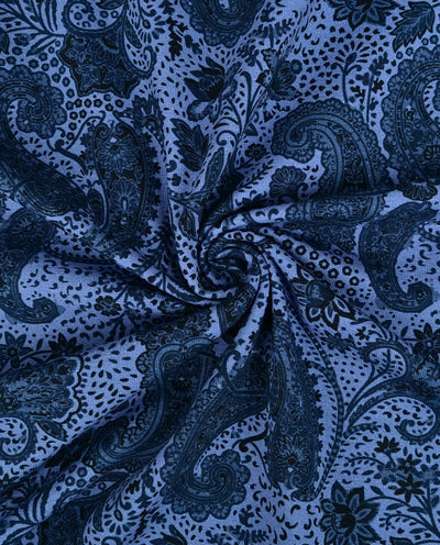 Baumwolljersey Paisley dunkelblau *Ab 50cm - 0