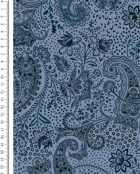 Baumwolljersey Paisley dunkelblau *Ab 50cm