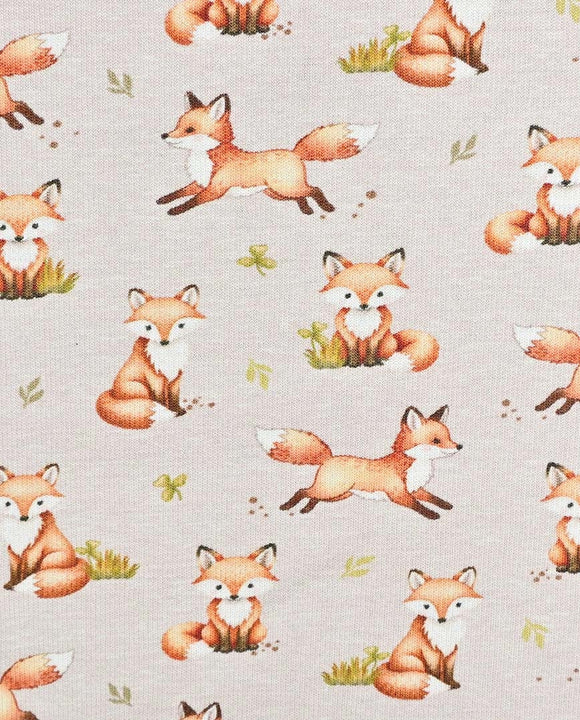 Alpensweat Digitaldruck Füchse beige *Ab 50 cm