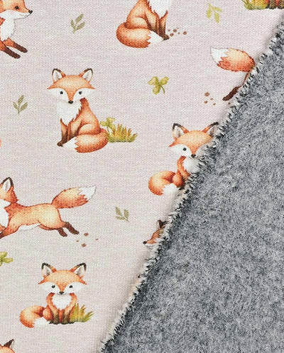 Alpensweat Digitaldruck Füchse beige *Ab 50 cm