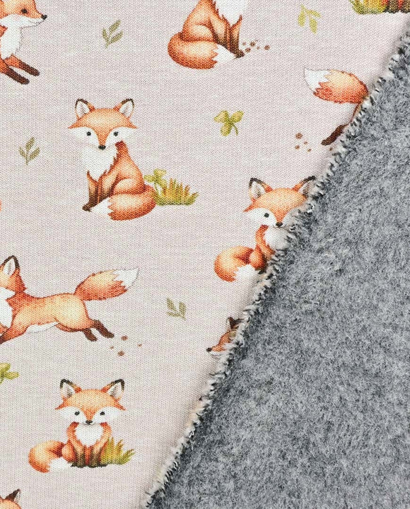 Alpensweat Digitaldruck Füchse beige *Ab 50 cm