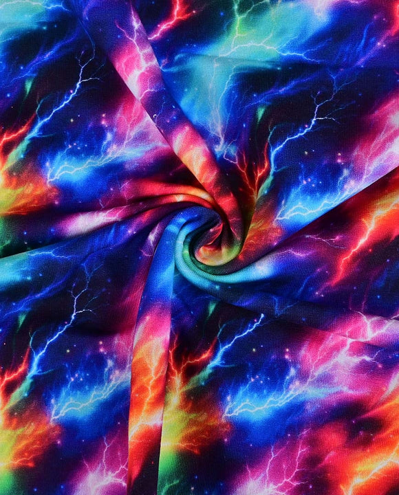 Wintersweat Digitaldruck Blitze Neon *Ab 50 cm