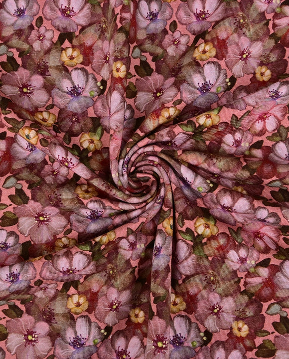 Baumwolljersey Blümchen rosa *Ab 50cm