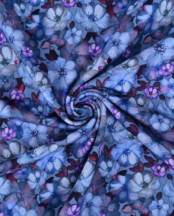 Baumwolljersey Blümchen blau *Ab 50cm - 0