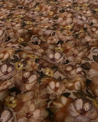 Baumwolljersey Blümchen braun *Ab 50cm