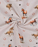 Baumwolljersey Pferde beige *Ab 50cm-2