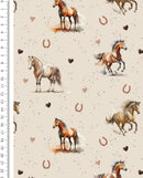 Baumwolljersey Pferde beige *Ab 50cm-3