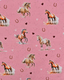 Baumwolljersey Pferde rosa *Ab 50cm-3