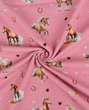 Baumwolljersey Pferde rosa *Ab 50cm-2
