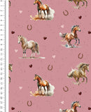 Baumwolljersey Pferde rosa *Ab 50cm-4