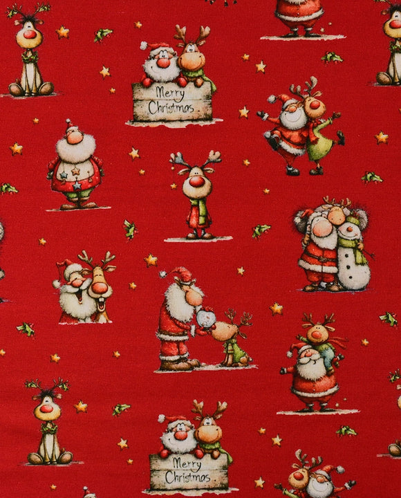 Baumwolljersey Weihnachten rot *Ab 50cm
