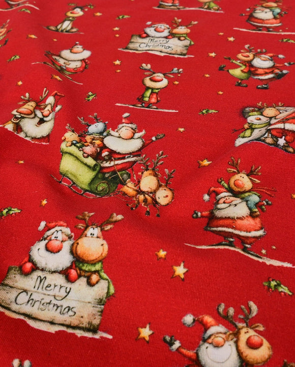 Baumwolljersey Weihnachten rot *Ab 50cm