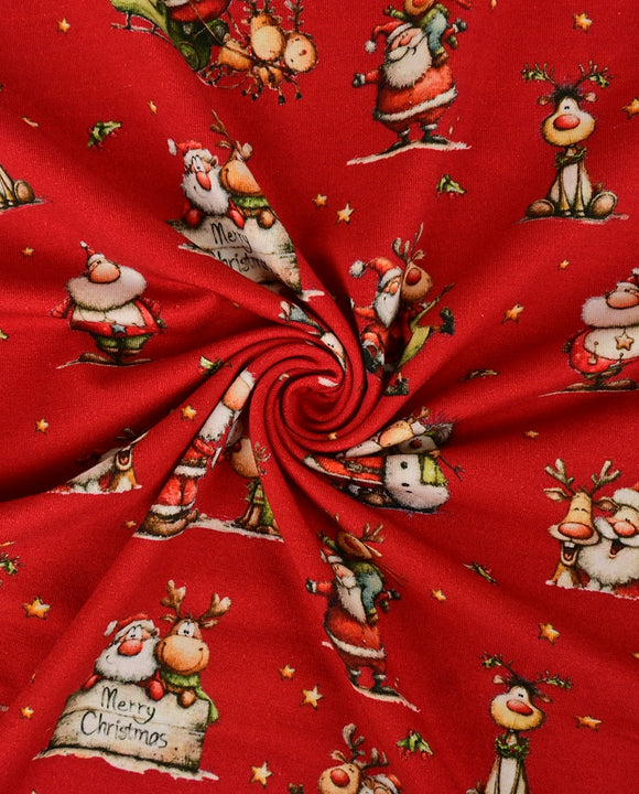 Baumwolljersey Weihnachten rot *Ab 50cm