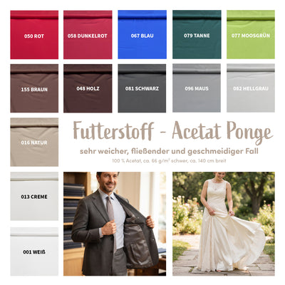 Acetat-Ponge Futterstoff *Ab 1 m