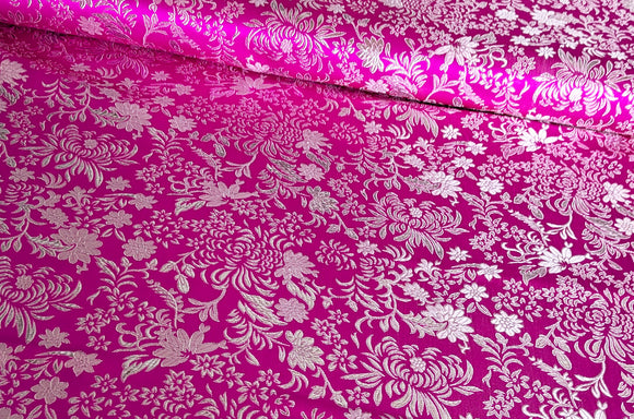 Brokatstoff Blumen mit silber *Ab 50cm