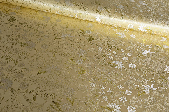 Brokatstoff Blumen mit silber *Ab 50cm