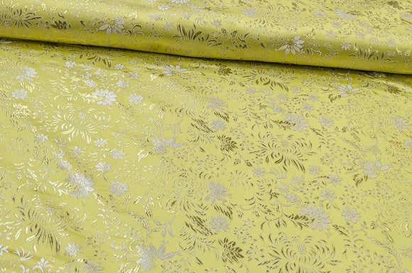 Brokatstoff Blumen mit silber *Ab 50cm