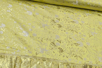 Acheter 048-hellgrun Brokatstoff Blumen gold &amp; silber *Ab 50cm