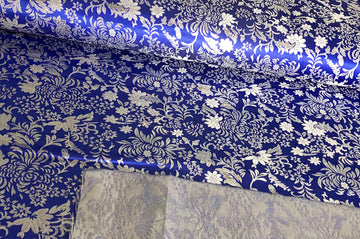Brokatstoff Blumen gold & silber *Ab 50cm - 0
