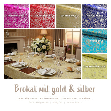 Brokatstoff Blumen gold & silber *Ab 50cm