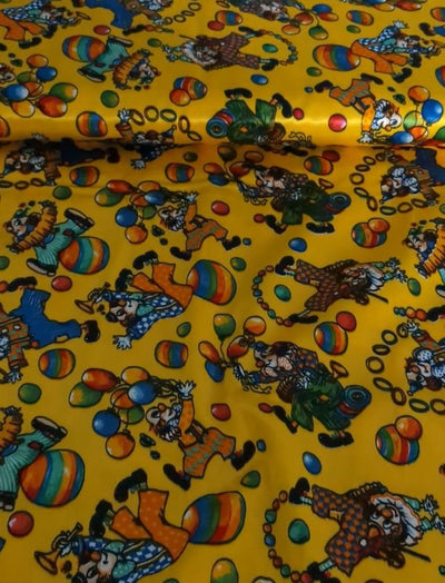 Kaufen 015-musikclown-gelb Satinstoff bedruckt *Ab 50 cm