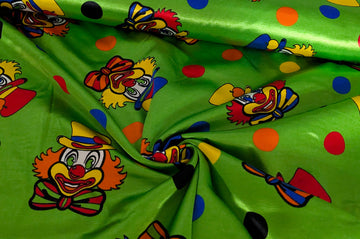 Kaufen 026-clown-fliege-grun Satinstoff bedruckt *Ab 50 cm