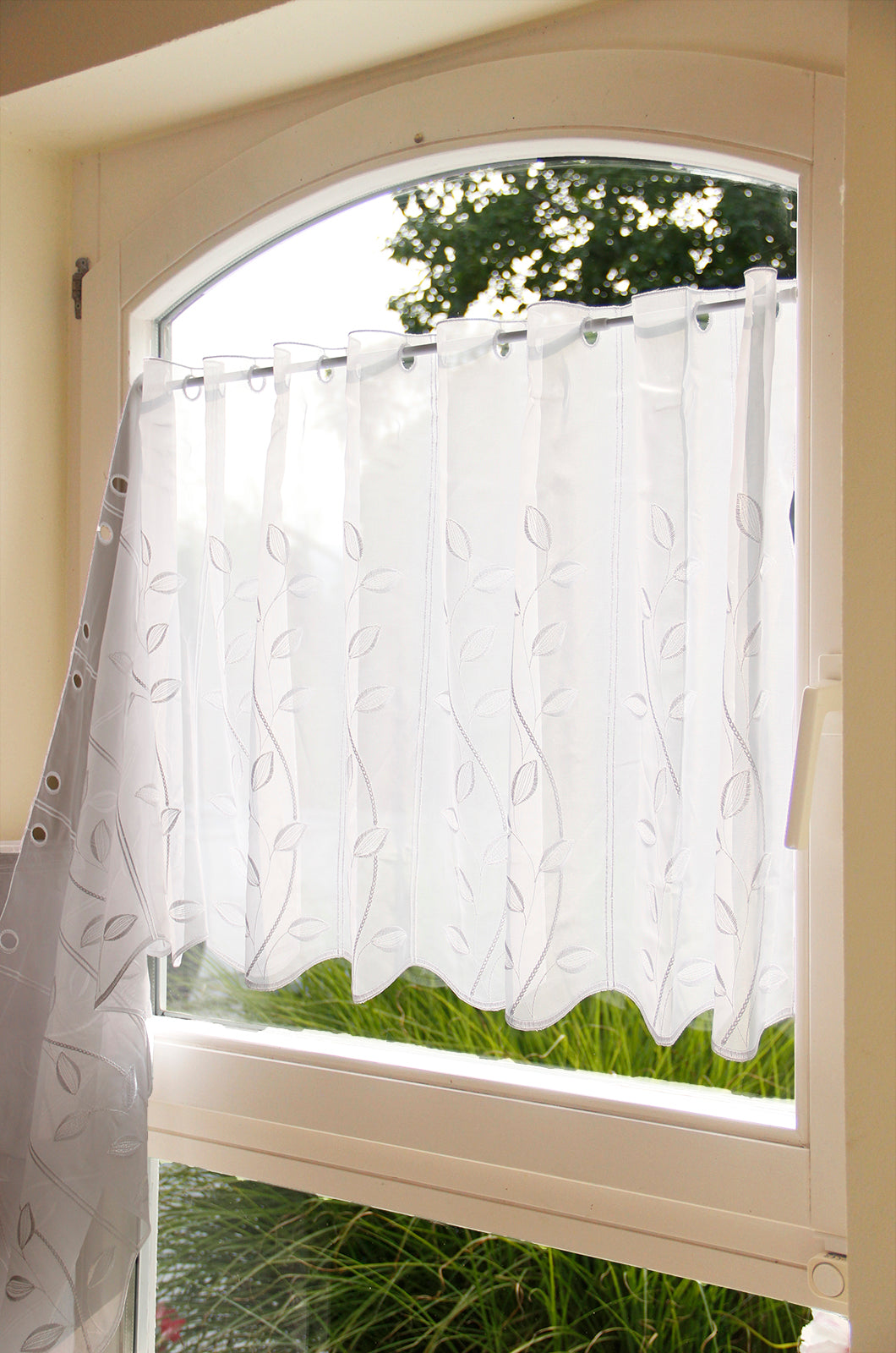 Gardinenstoff Blätterranken Meterware | 30-60cm Höhe *Preiseinheit = 16cm