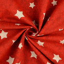 Dekostoff Halbpanama beige Sterne auf rot *Ab 50cm-5