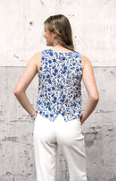 Bambus Popeline Blumen blau *Ab 50cm-4