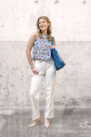 Bambus Popeline Blumen blau *Ab 50cm-6