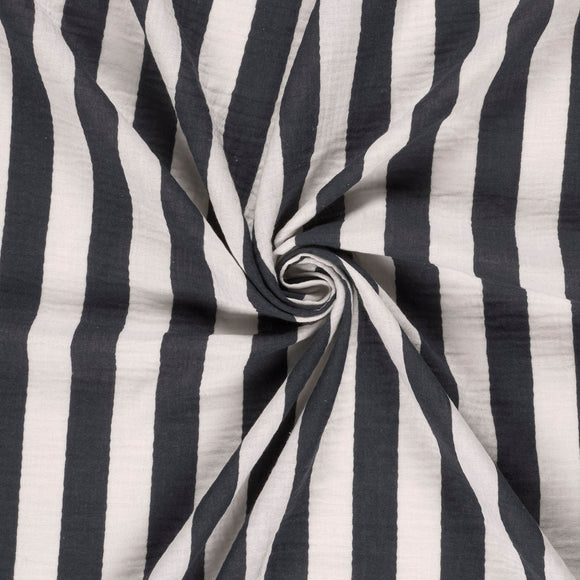 Musselin bedruckt Blockstreifen *Ab 50 cm