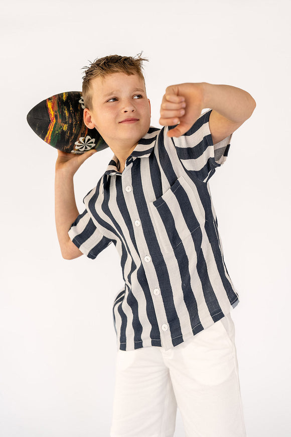 Musselin bedruckt Blockstreifen *Ab 50 cm