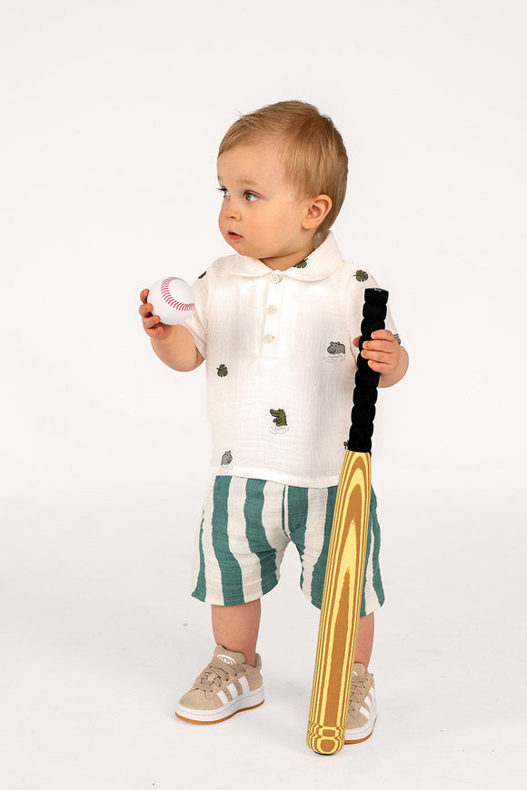 Musselin bedruckt Blockstreifen *Ab 50 cm