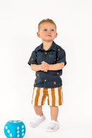 Musselin bedruckt Blockstreifen *Ab 50 cm-30