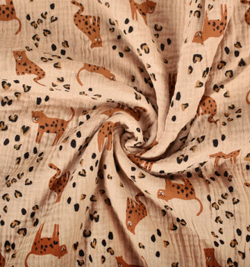 Musselin Leopard beige *Ab 50 cm