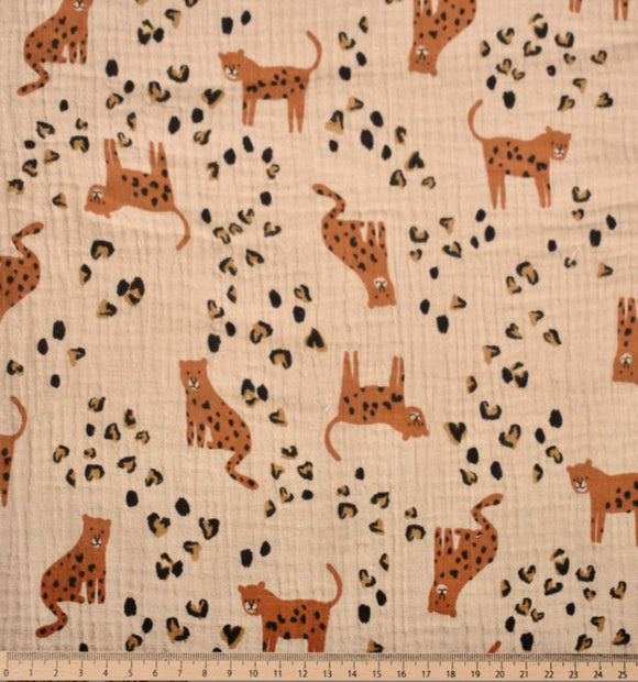 Musselin Leopard beige *Ab 50 cm