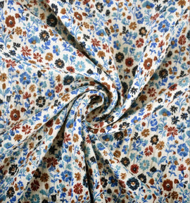 Musselin blaue Blumen *Ab 50 cm