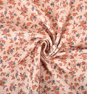 Musselin Blümchen auf lachs *Ab 50 cm