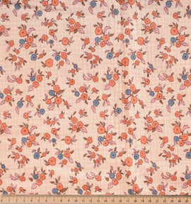 Musselin Blümchen auf lachs *Ab 50 cm - 0